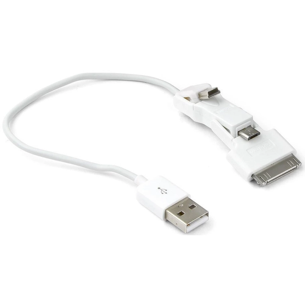 

Кабель-переходник (адаптер) Lightning 30-pin(m) + Mini USB 2.0 B(m) + Micro USB 2.0 B(m)-USB 2.0(Am), белый Gembird/Cablexpert (A-USBTO12B), 0