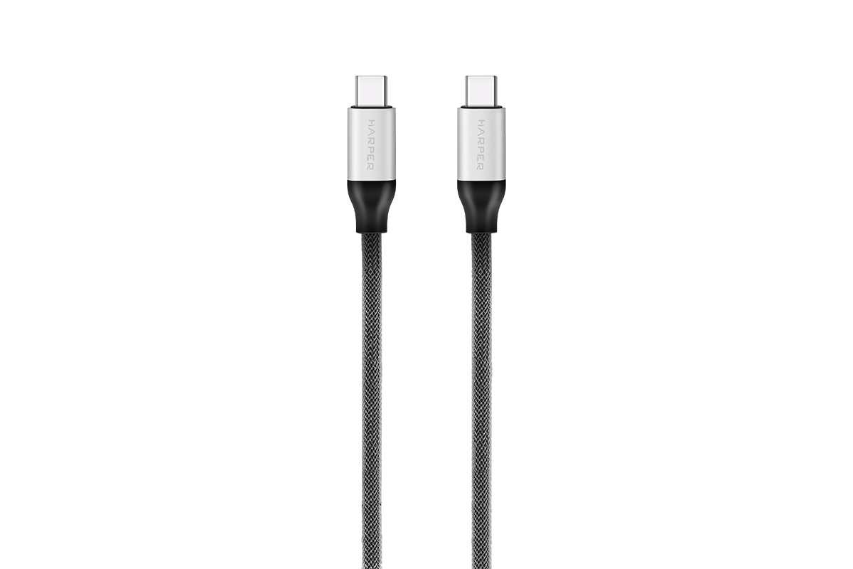 

Кабель USB Type-C-USB Type-C, 3A, 2м, серебристый HARPER silver (BRCH-772), silver