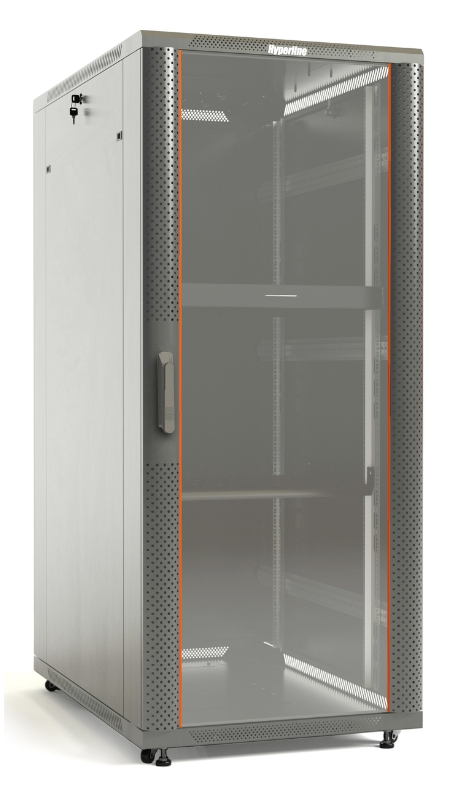 Шкаф телекоммуникационный напольный 42U 800x1000 мм, стекло/металл, серый, разборный, Hyperline TTB (TTB-4281-AS-RAL7035)
