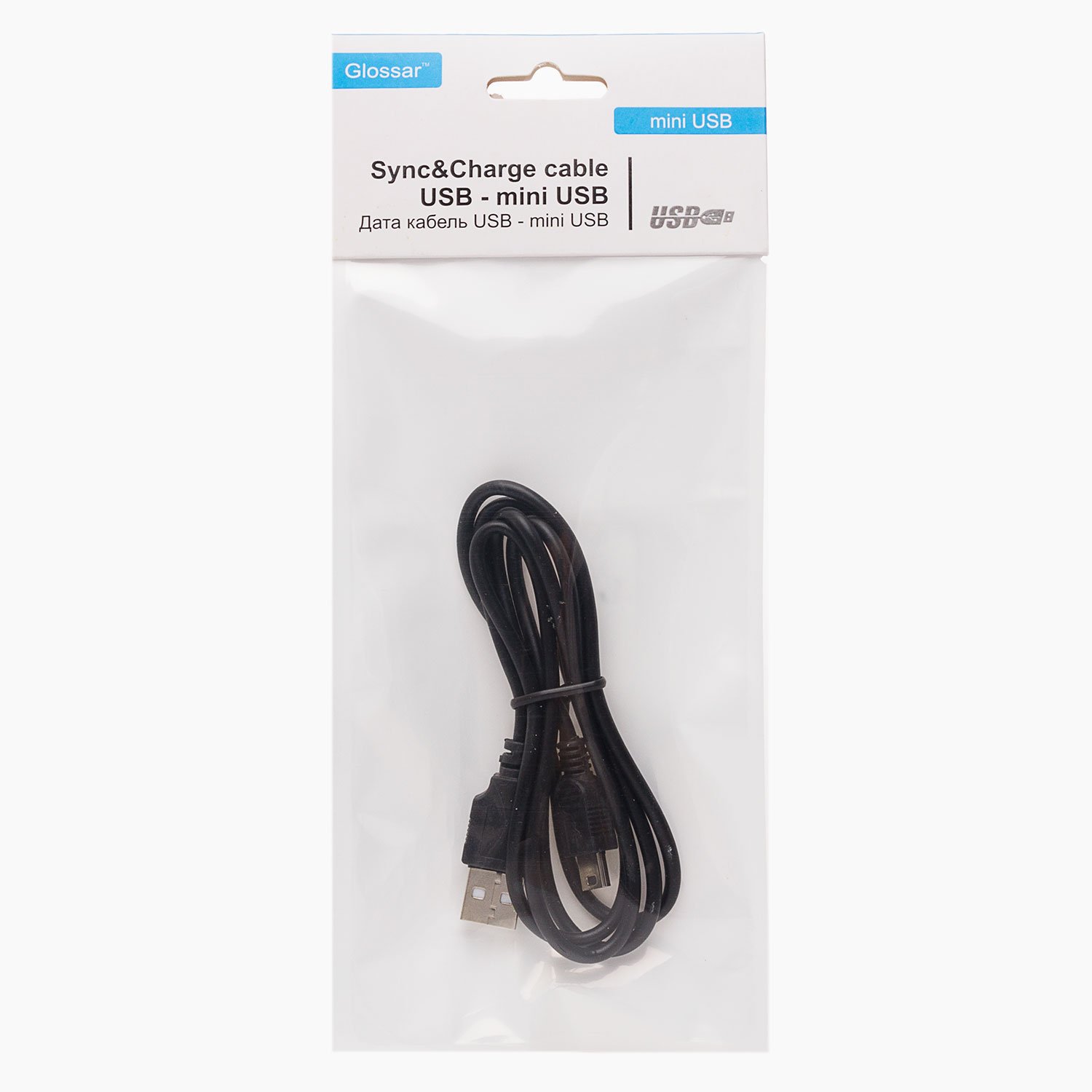 

Кабель Mini USB 2.0(Bm)-USB 2.0(Am), 1м, черный Glossar (126572)