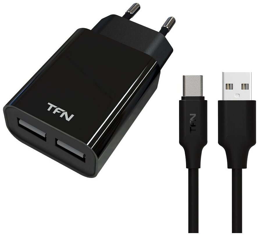 

Сетевое зарядное устройство TFN WC2U24AUSBCBK, 2USB, 2.4A, черный (TFN-WC2U24AUSBCBK), кабель USB Type C, WC2U24AUSBCBK