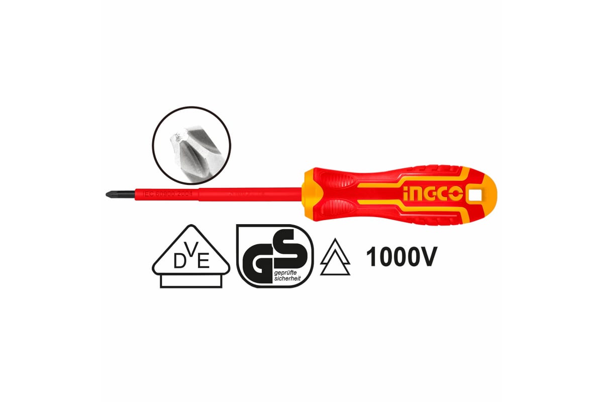 

Отвертка крестообразный PH0x60мм, CrV, диэлектрическая, INGCO HISD81PH060 (HISD81PH060), HISD81PH060