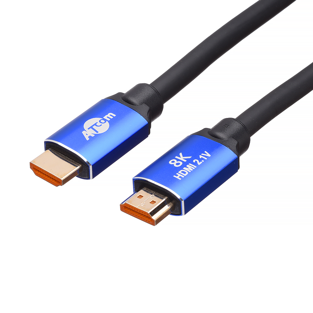 

Кабель HDMI(19M)-HDMI(19M) v2.1 4K, 8K, экранированный, 5м, черный/синий Atcom AT8886 (AT8886), AT8886