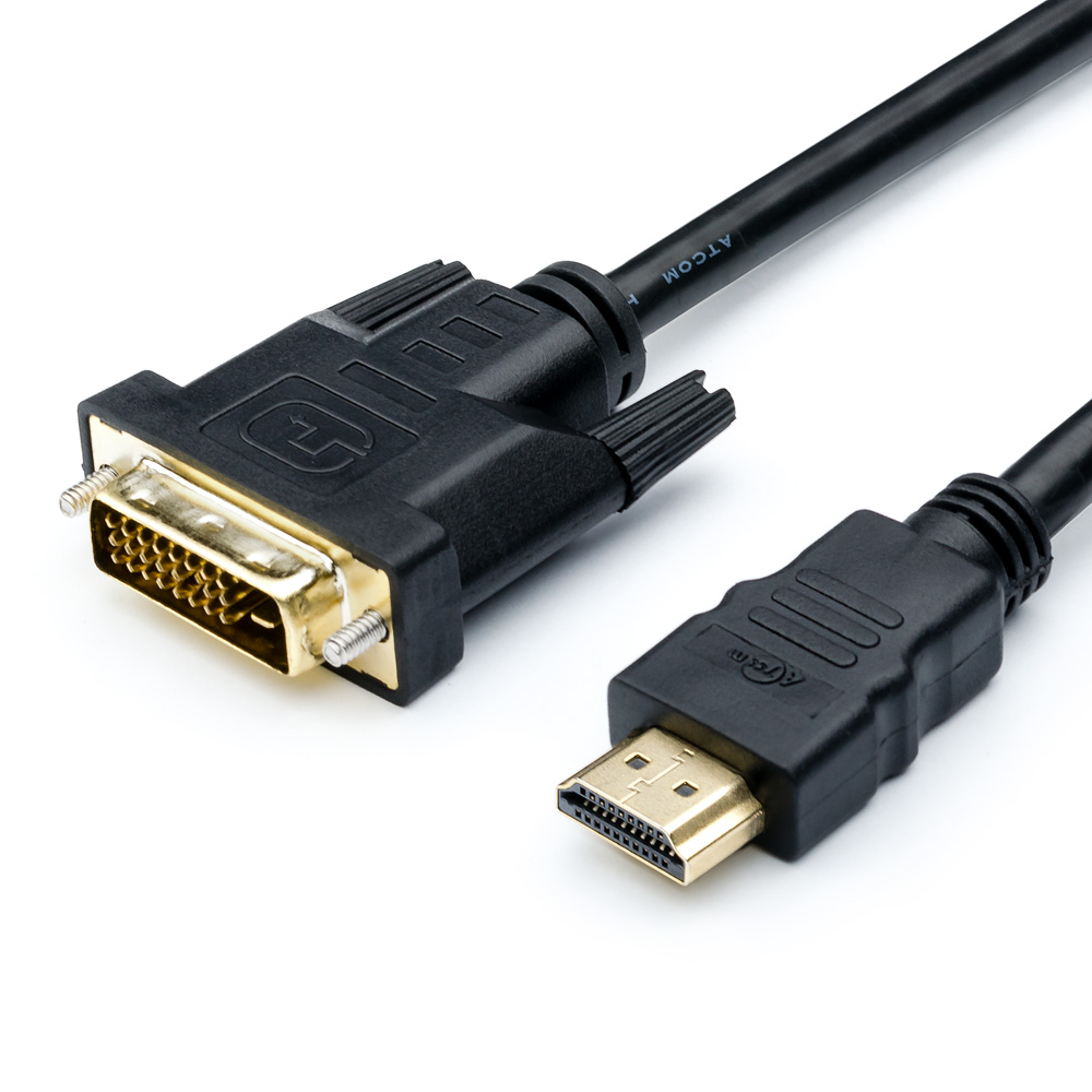 

Кабель HDMI(19M)-DVI-D(25M) Dual Link 4K, экранированный, 3 м, черный Atcom AT3810 (AT3810), AT3810