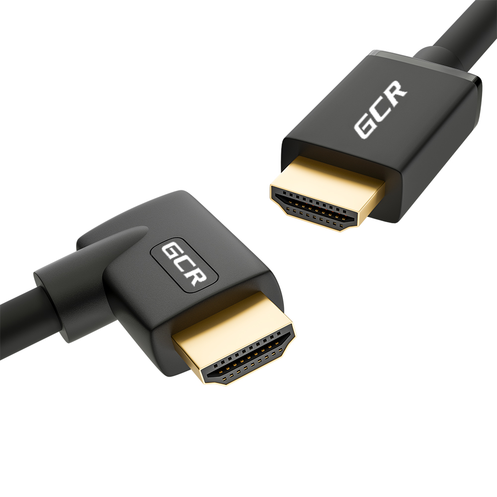 

Кабель HDMI(19M)-HDMI(19M) прямой+правый угол v2.0 4K, экранированный, 1м, черный GCR GCR-HMAC5 (GCR-52321), GCR-HMAC5