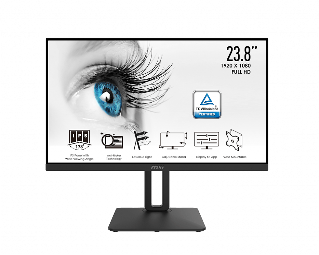 

Монитор 23.8" MSI Pro MP242P IPS, 1920x1080 (16:9), 250кд/м2, 5мс, 178°/178°, VGA, HDMI, черный (9S6-3PA1AT-056), MP242P