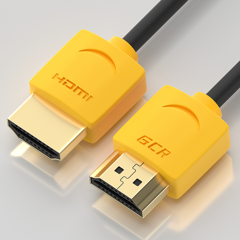 

Кабель HDMI(19M)-HDMI(19M) 4K, экранированный, 1 м, черный/желтый GCR SLIM GCR-HM502 (GCR-51574), GCR-HM502