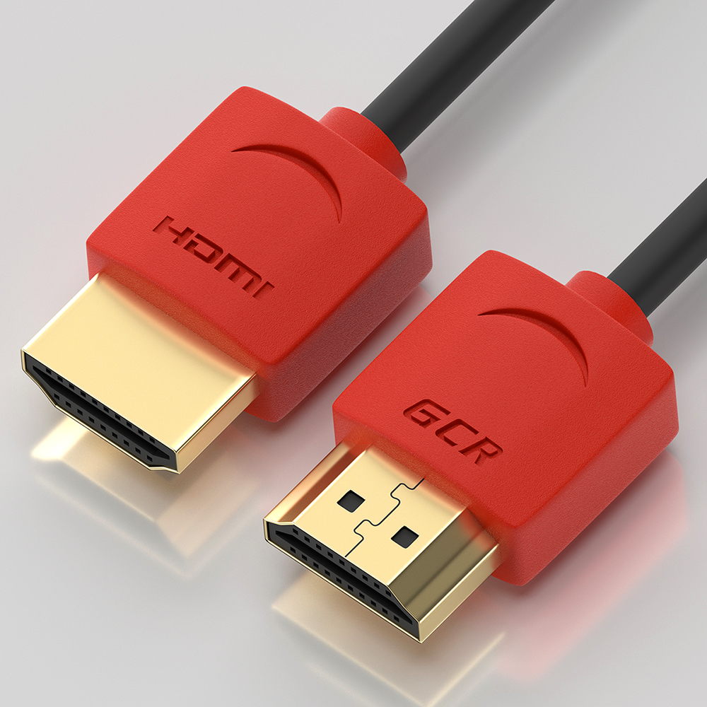 

Кабель HDMI(19M)-HDMI(19M) v2.0 4K, экранированный, 2 м, черный/красный GCR SLIM GCR-HM502 (GCR-51215), GCR-HM502