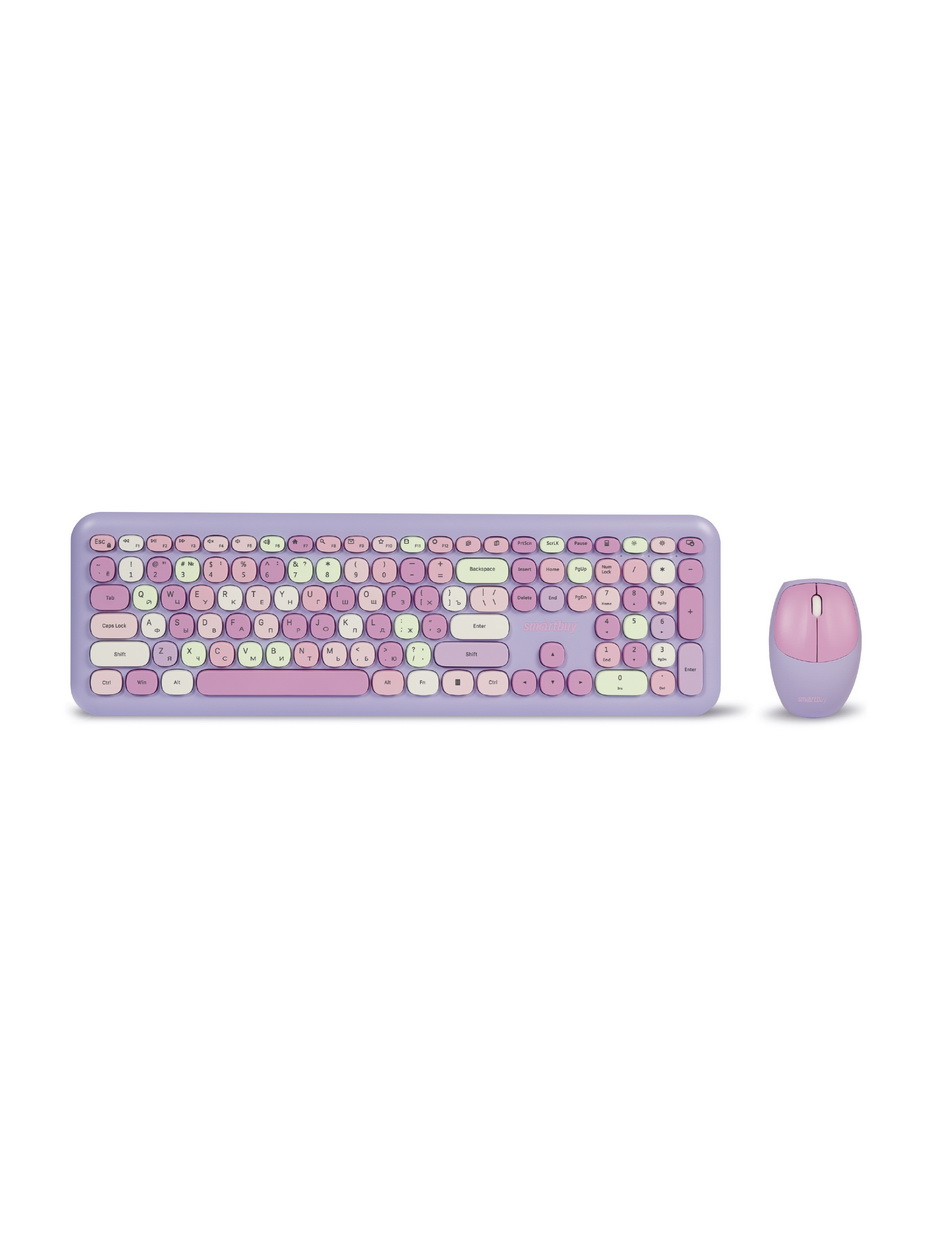 

Клавиатура + мышь SmartBuy 666395, беспроводная, USB, фиолетовый (SBC-666395AG-V), 666395