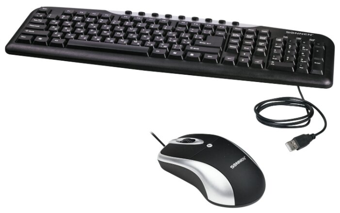 Клавиатура + мышь SONNEN KB-S110, проводной, USB, черный