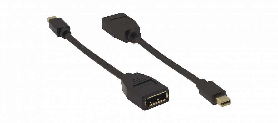 

Кабель-переходник (адаптер) DisplayPort(20F)-Mini DisplayPort(M) 4K, экранированный, 15 см, черный Kramer (ADC-MDP/DPF)