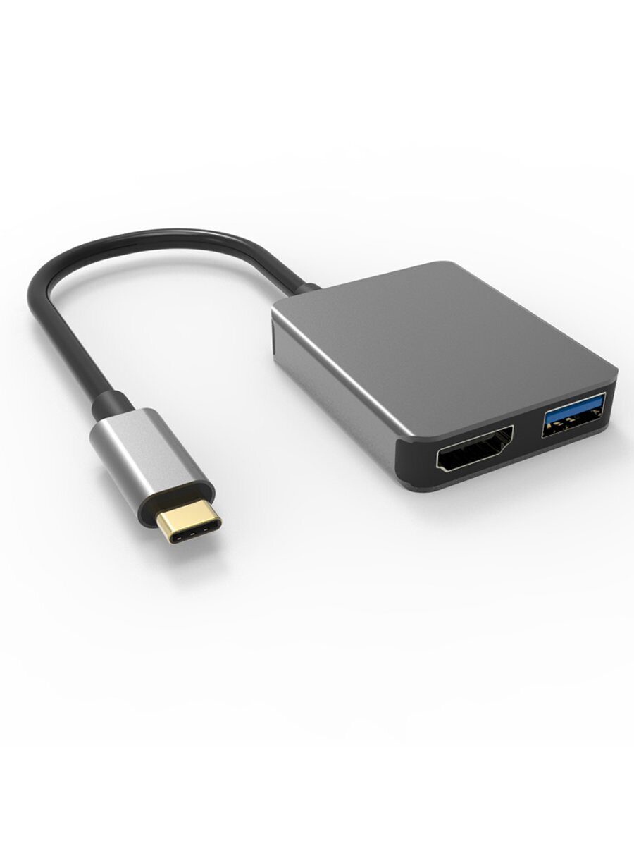 

Переходник (адаптер) USB 3.1 Type-C(M)-HDMI(19F)+USB3.0A(F) 4K, 15 см, черный VCOM HDMI (CU454), HDMI