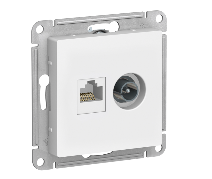 

Розетка TV+RJ45 Schneider Electric AtlasDesign, белый, механизм без рамки (ATN000189)