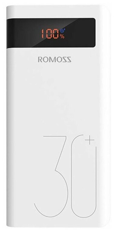 Портативный аккумулятор (Powerbank) Romoss Sense 8P+ (PHP30 PRO), 30000mAh, 3xUSB, 3A, Type-C, QC, белый (PHP30 PRO)