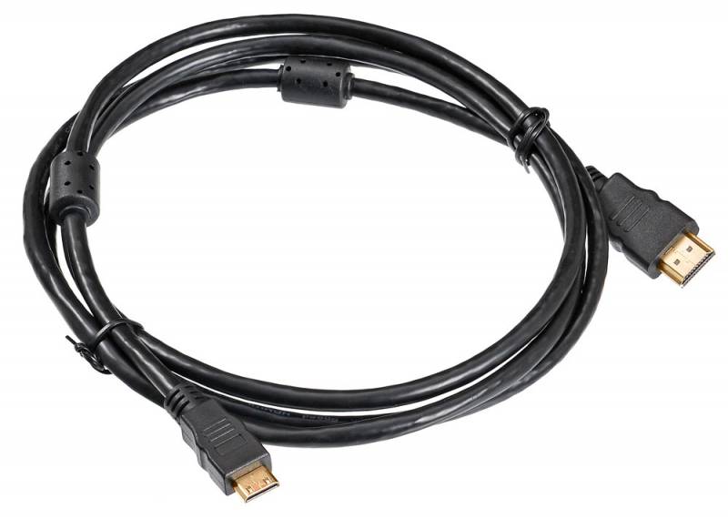 Кабель HDMI(19M)-Mini HDMI(19M) v1.4 4K, ферритовый фильтр, 1.8м, черный Buro (817231) - фото 1