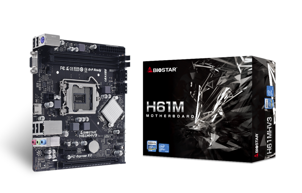 Материнская плата Biostar H61MHV3, Socket1155, Intel H61, 2xDDR3, PCI-Ex16, 4SATA2, 5.1-ch, GLAN, VGA, HDMI, mATX, Retail