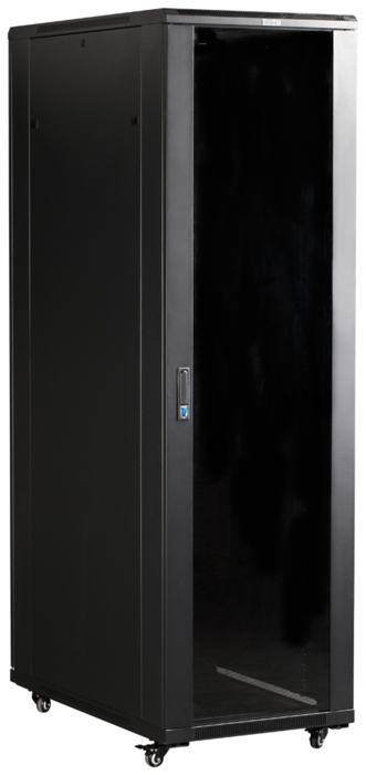 Шкаф телекоммуникационный напольный 42U 600x1000 мм, стекло/металл, черный, разборный, Lanmaster Business (TWT-CBB-42U-6X10-G1)