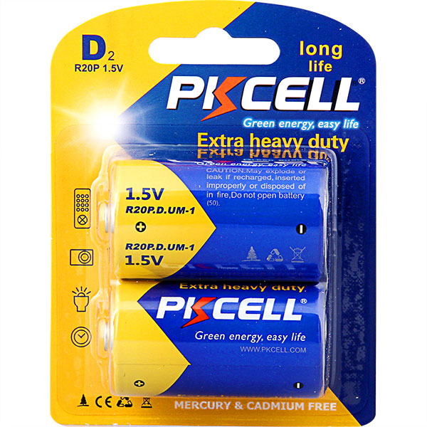 

Батарея PKCELL R20P-2B, D (R20P), 1.5V, 2шт. (16414)