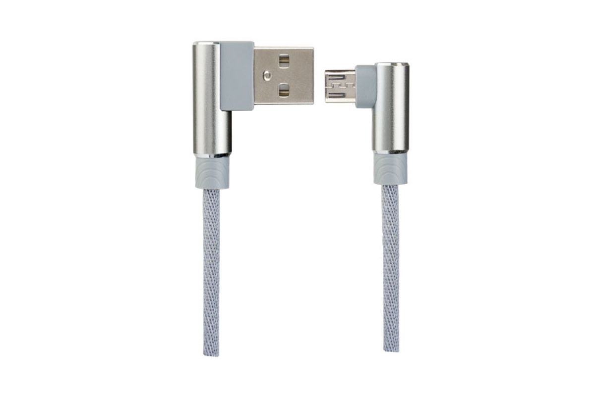 

Кабель Micro USB-USB, угловой/угловой, 1 м, серый, PERFEO (U4805 / 30013258)