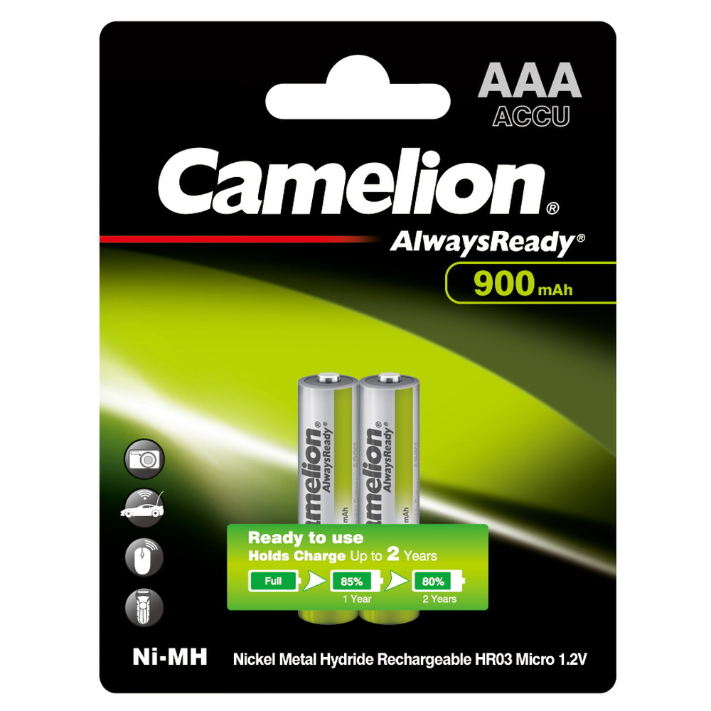 

Аккумулятор Camelion Always Ready BL-2, AAA, 1.2V 900 мА·ч, 2 шт. (9165), BL-2