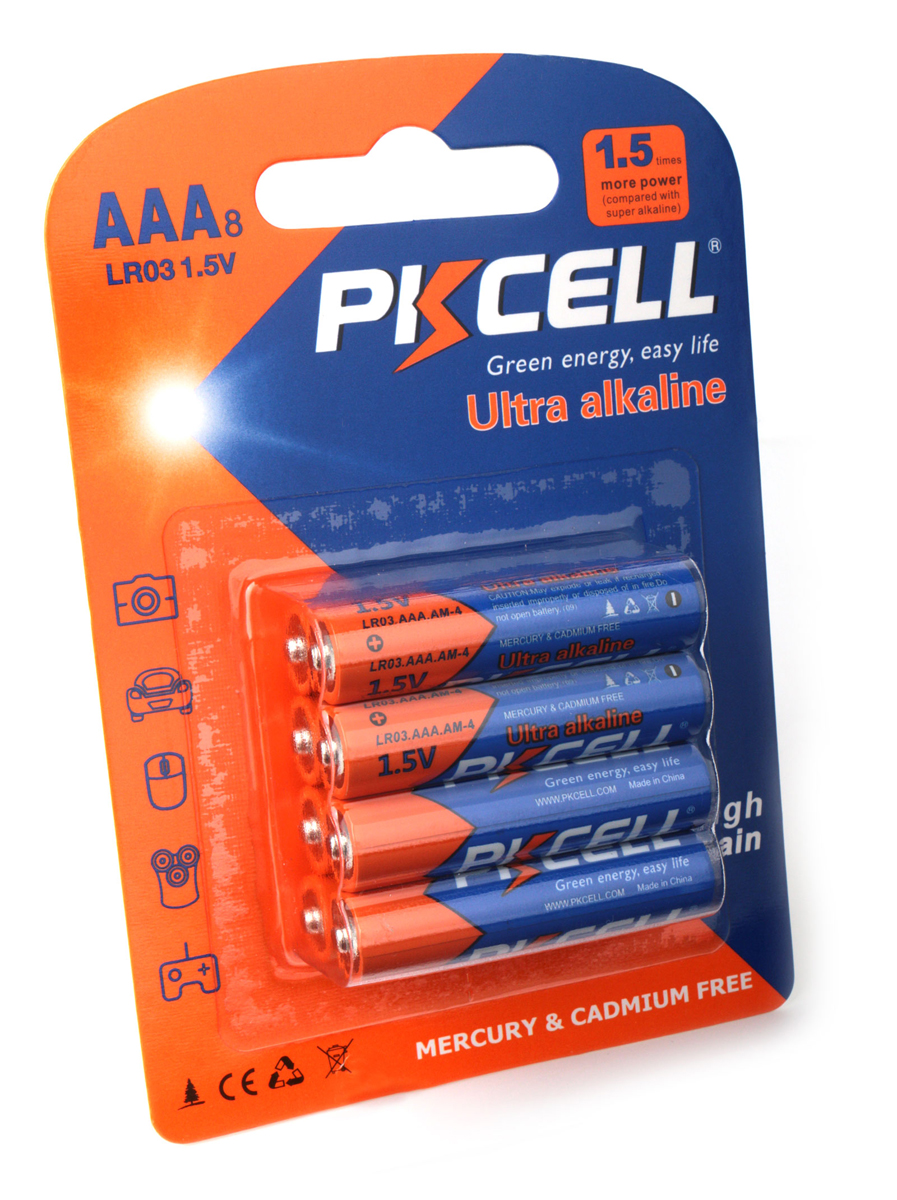 

Батарея PKCELL LR03-8B, AAA, 1.5V, 8шт