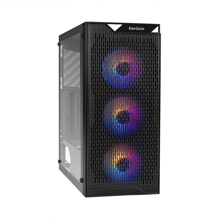 Корпус ExeGate EVO-5001-NPX500, ATX, Midi-Tower, USB 3.0, RGB подсветка, черный, 500 Вт (EX290153RUS)