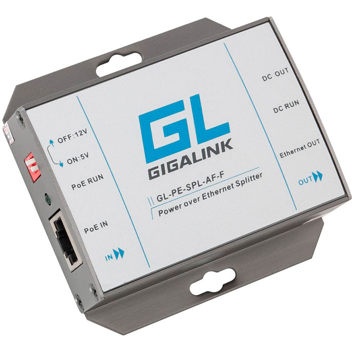 PoE-сплиттер GIGALINK GL-PE-SPL-AT-G, 1Гбит/с, 802.3at High Power б/у, с внутреннего использования, следы эксплуатации, без комплекта