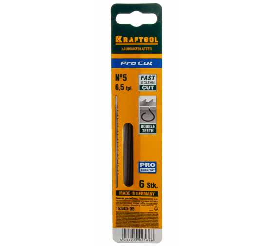 

Пильное полотно Kraftool Pro Cut с двойным зубом, №5 L13 см x 8.5 см, быстрый рез, по дереву, 6 шт. (15340-05), Pro Cut с двойным зубом, №5