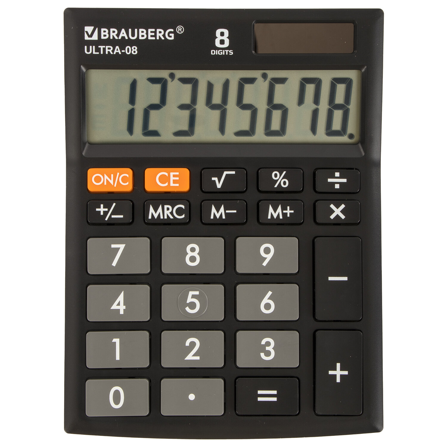 Калькулятор настольный BRAUBERG ULTRA-08-BK, 8-разрядный, однострочный экран, черный (250507)