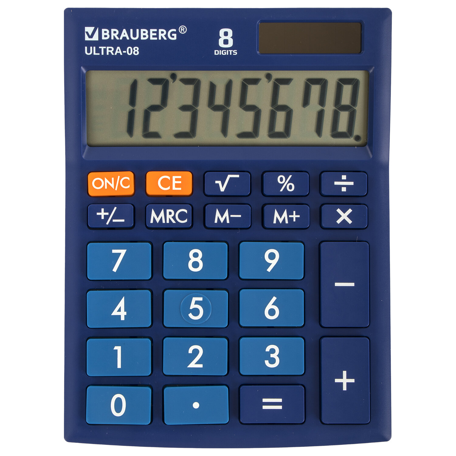 

Калькулятор настольный BRAUBERG ULTRA-08-BU, 8-разрядный, однострочный экран, синий (250508), ULTRA-08-BU