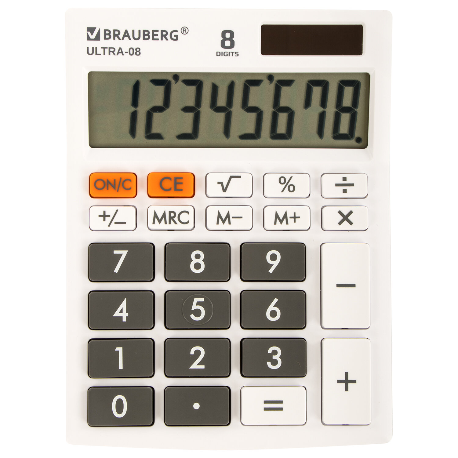 Калькулятор настольный BRAUBERG ULTRA-08-WT, 8-разрядный, однострочный экран, белый (250512)