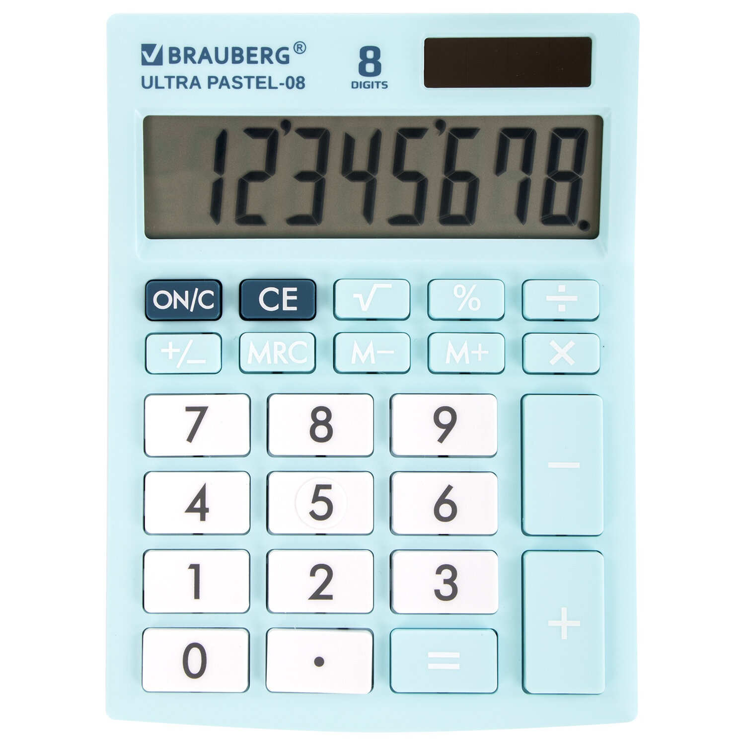 Калькулятор настольный BRAUBERG Ultra PASTEL-08-LB, 8-разрядный, однострочный экран, голубой (250513)