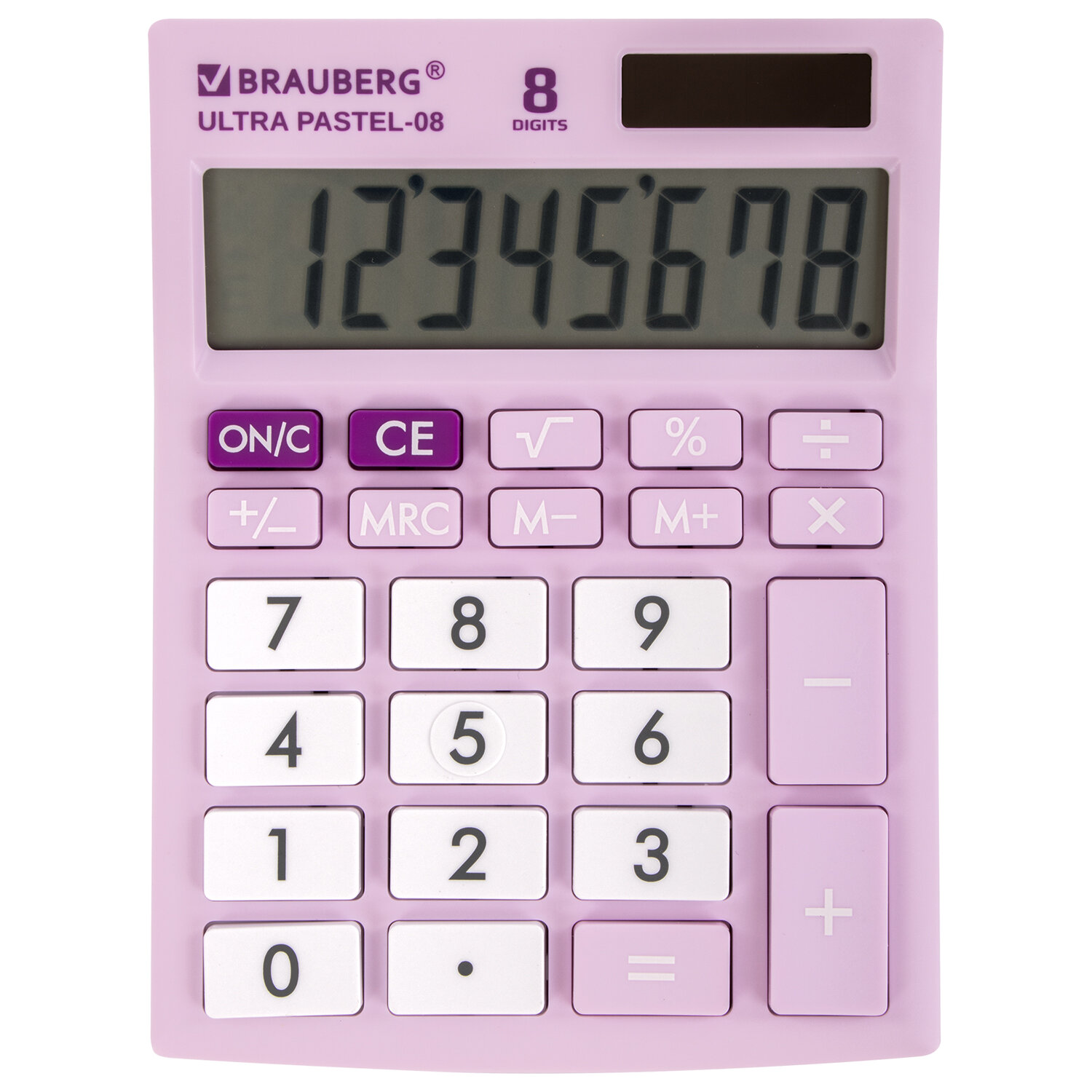 Калькулятор настольный BRAUBERG Ultra PASTEL-08-PR, 8-разрядный, однострочный экран, сиреневый (250516)