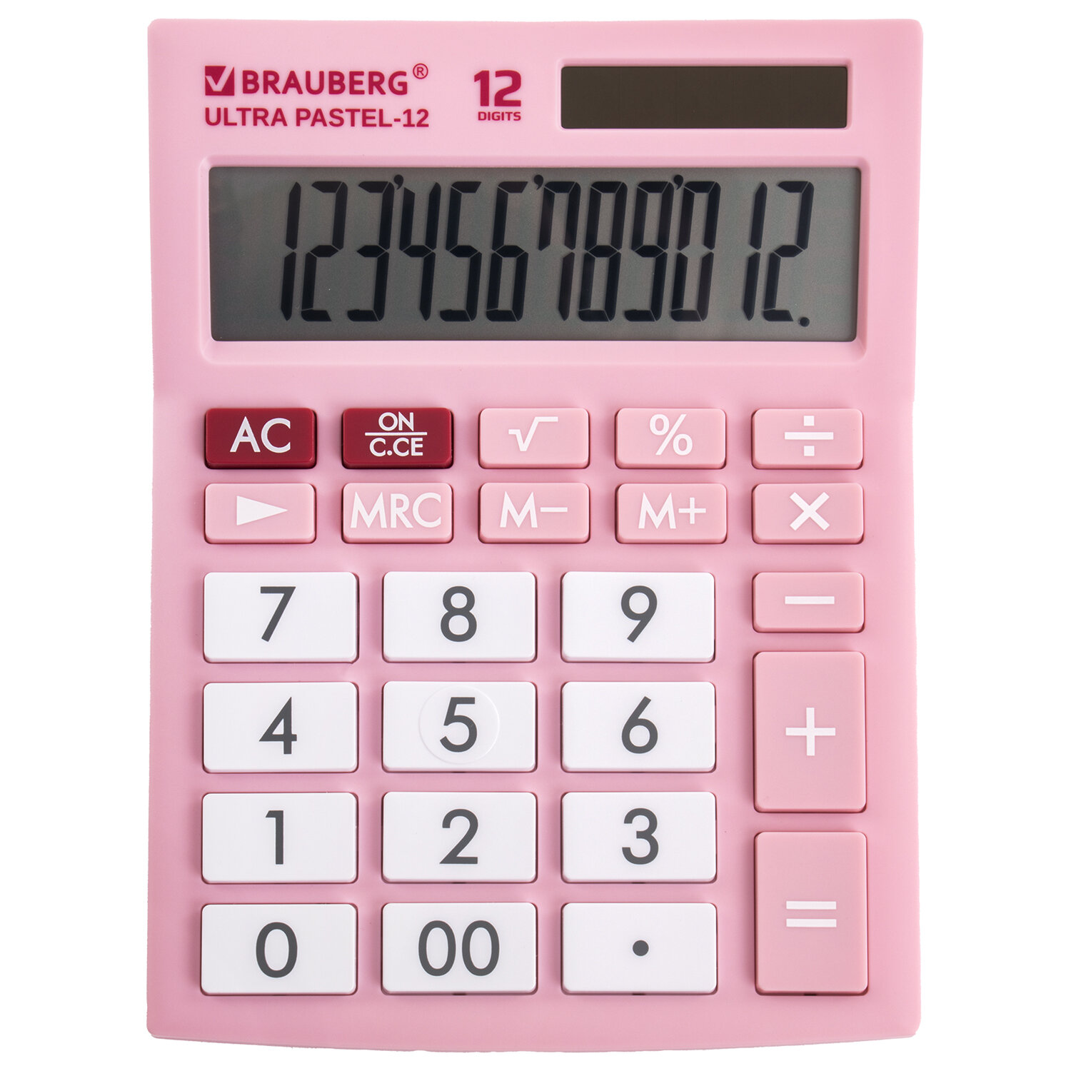 

Калькулятор настольный BRAUBERG Ultra PASTEL-12-PK, 12-разрядный, однострочный экран, розовый (250503), PASTEL-12-PK