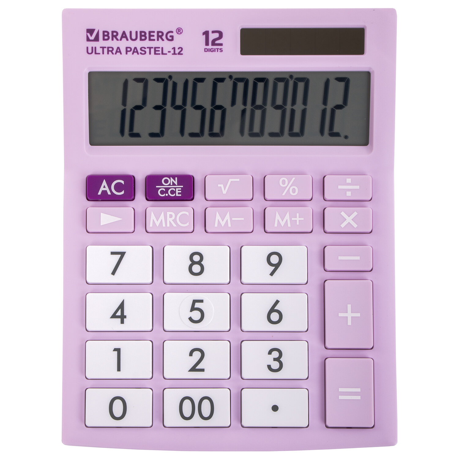 

Калькулятор настольный BRAUBERG Ultra PASTEL-12-PR, 12-разрядный, однострочный экран, сиреневый (250505), PASTEL-12-PR
