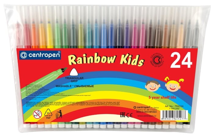 

Фломастеры Centropen Rainbow Kids, 24 шт. (7550/24ET), Rainbow Kids