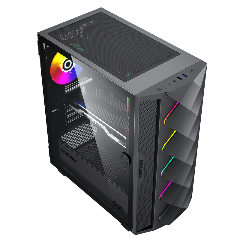 

Корпус GameMax Diamond COC, EATX, Midi-Tower, USB 3.1, RGB подсветка, черный, без БП, Diamond COC