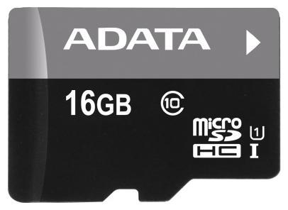 Карта памяти 16Gb microSDHC ADATA Class 10 UHS-I U1 адаптер AUSDH16GUICL10-RA1 350₽