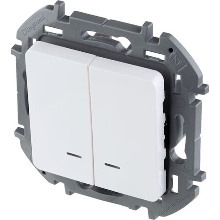 

Выключатель Legrand Inspiria, 2кл., индикатор/подсветка, скрытый монтаж, механизм с накладкой без рамки, белый (673630)