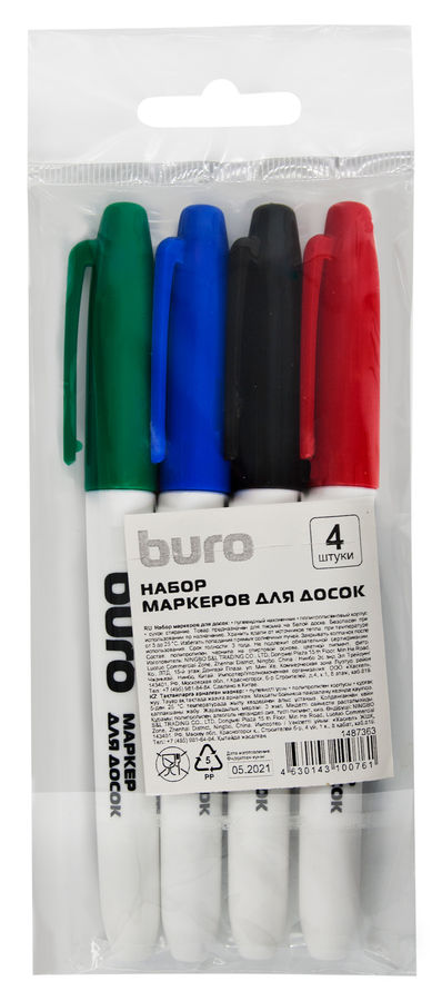 

Маркер для доски Buro, 4 шт., ассорти (1487363), Набор