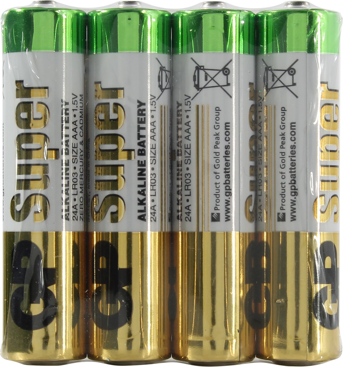 

Батарейка GP Super, AAA (LR03/24А), 1.5V, 96 шт. (24ARS-2SB4)