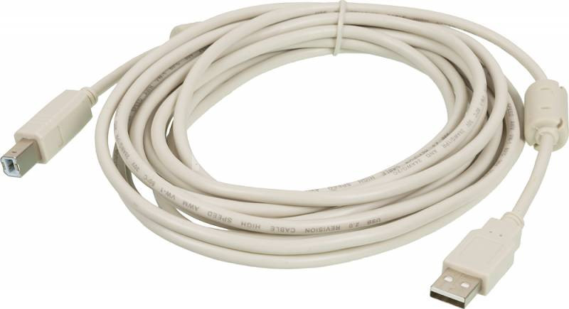 

Кабель USB(Am)-USB(Bm), ферритовый фильтр, 5 м, белый, Ningbo (841893)