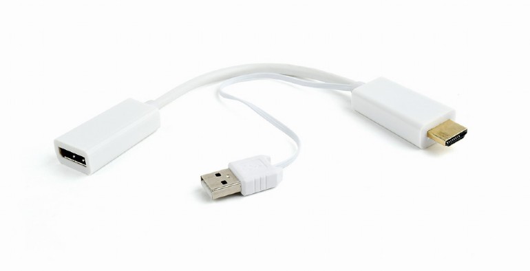 

Конвертер Cablexpert, HDMI(M)/USB 2.0(AM)-DisplayPort(F), белый (DSC-HDMI-DP-W)