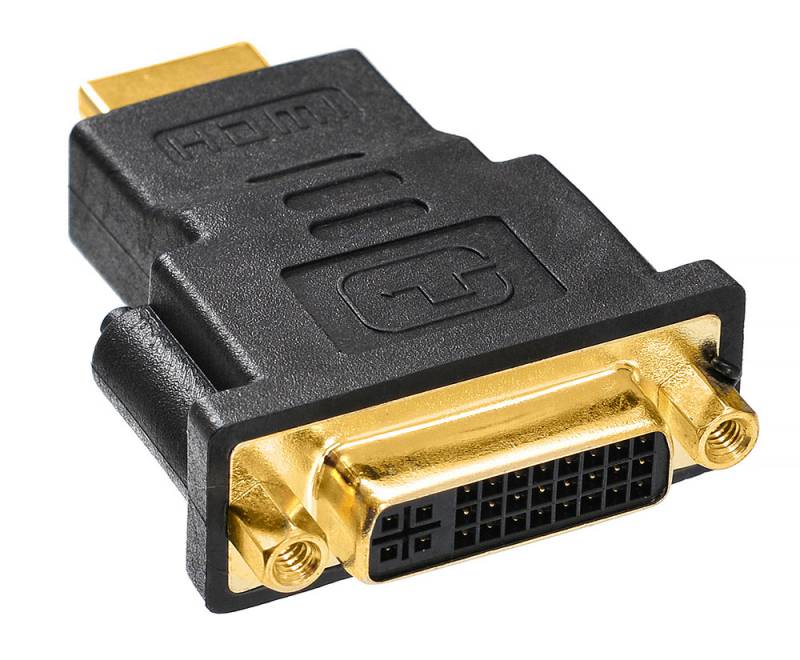 Переходник (адаптер) HDMI(19M)-DVI-I(29F), черный Buro HDMI-19M-DVI-I(F)-ADPT (359901) HDMI-19M-DVI-I(F)-ADPT - фото 1