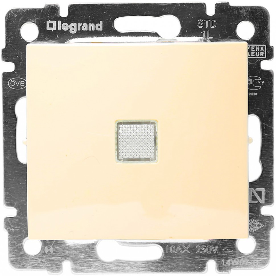 

Переключатель Legrand Valena, 1кл., индикатор/подсветка, скрытый монтаж, механизм с накладкой без рамки, слоновая кость (774325)