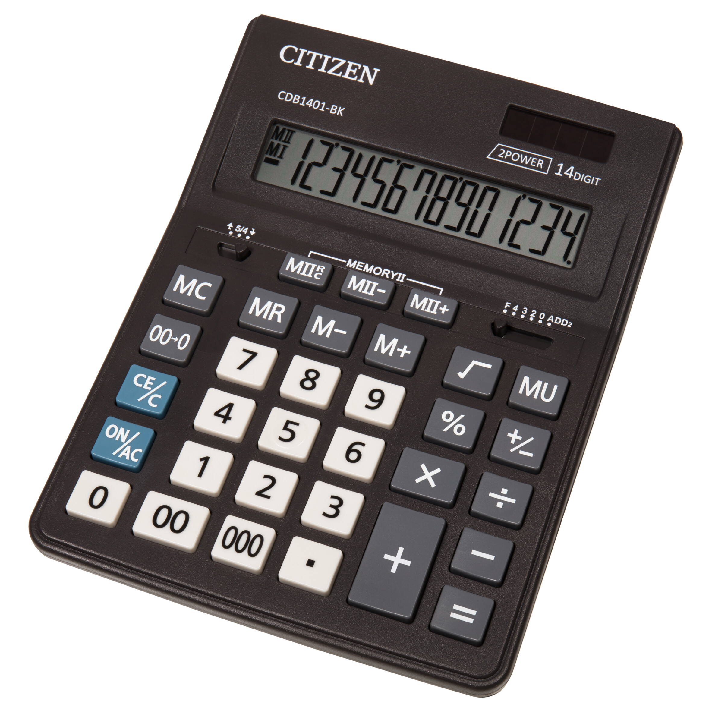 

Калькулятор настольный Citizen BusinessLine CDB1401BK, 14-разрядный, однострочный экран, черный, CDB1401BK