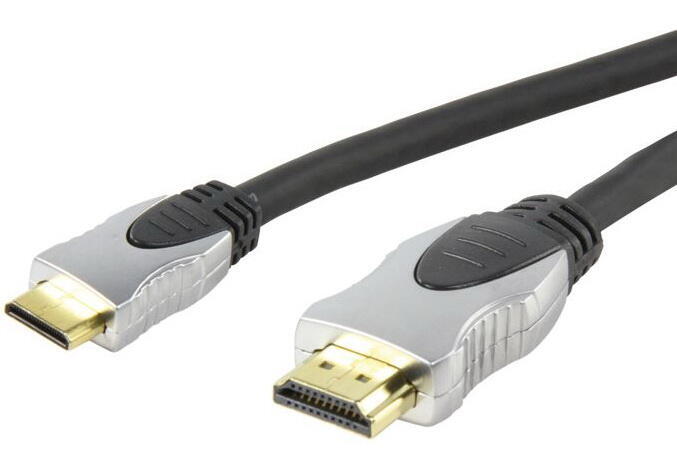 Кабель Mini HDMI(19M)-HDMI(19M) v1.4 4K, экранированный, 3м, черный Buro (BHP-MINHDMI-3) - фото 1