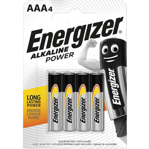 

Батарея Energizer Alkaline Power, AAA, 1.5V, 4шт. (E300132611)