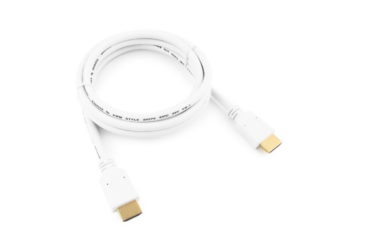 

Кабель HDMI(19M)-HDMI(19M) v2.0 4K, экранированный, 1.8м, белый Cablexpert (CC-HDMI4-W-6), 0