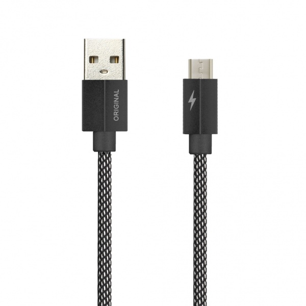 

Кабель Micro USB 2.0(Bm)-USB 2.0(Am), 2A, 1м, черный Smartbuy TWILL METAL ( iK-12TWM black ), 0